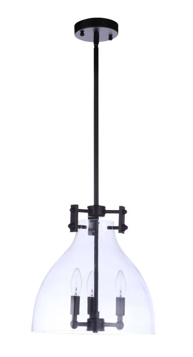 ##Antique Hardware## Chardonnay 3 Light Pendant in Flat Black