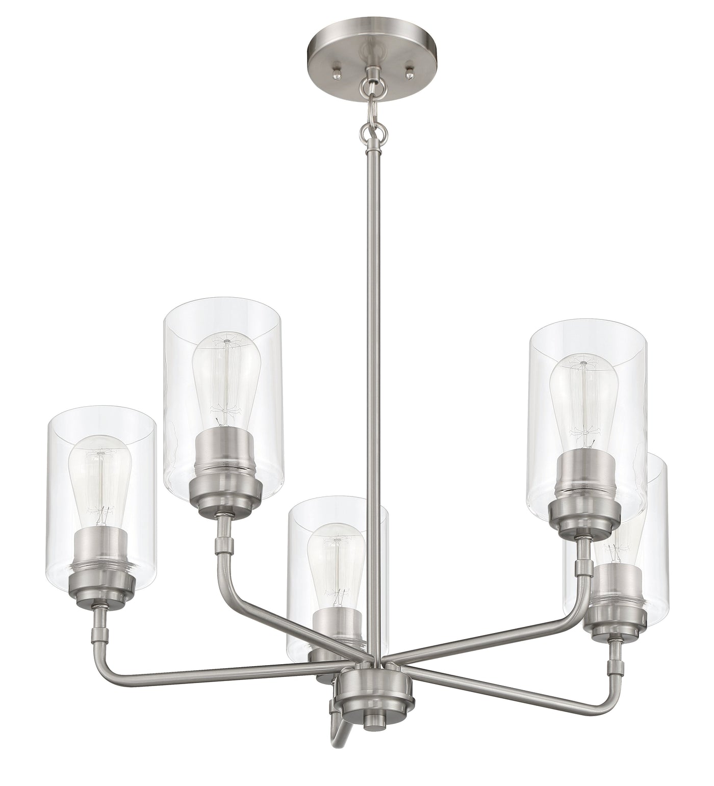 ##Antique Hardware## Stowe 5 Light Chandelier in Brushed Polished Nickel