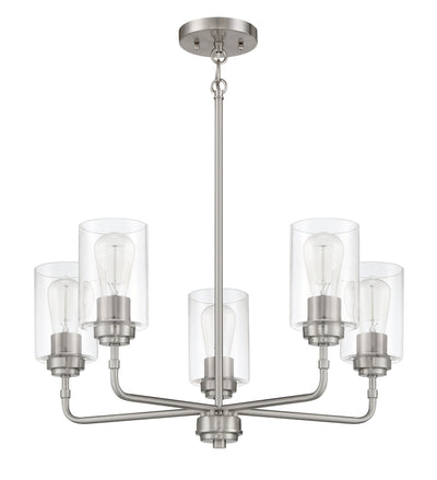 ##Antique Hardware## Stowe 5 Light Chandelier in Brushed Polished Nickel