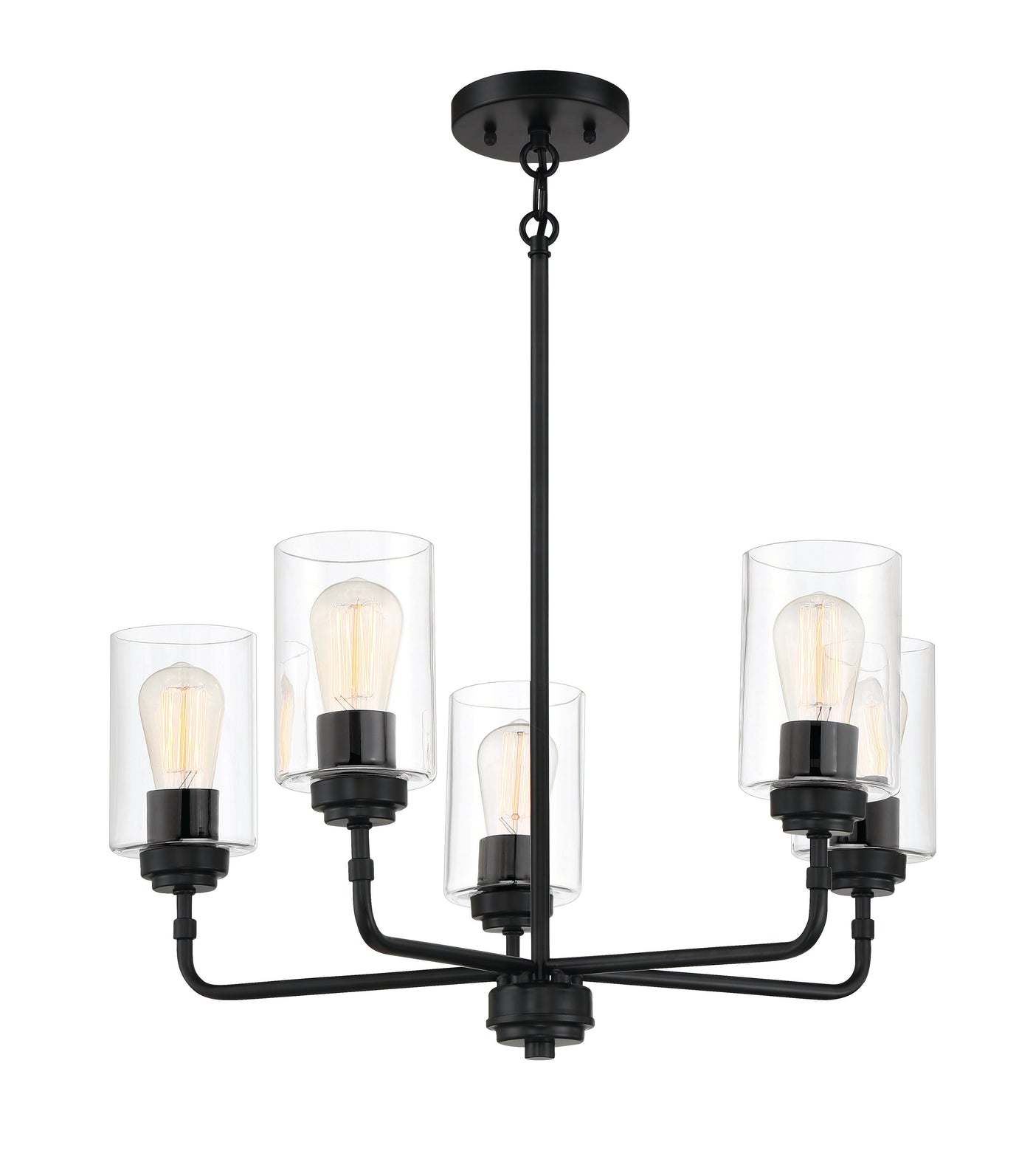 ##Antique Hardware## Stowe 5 Light Chandelier in Flat Black