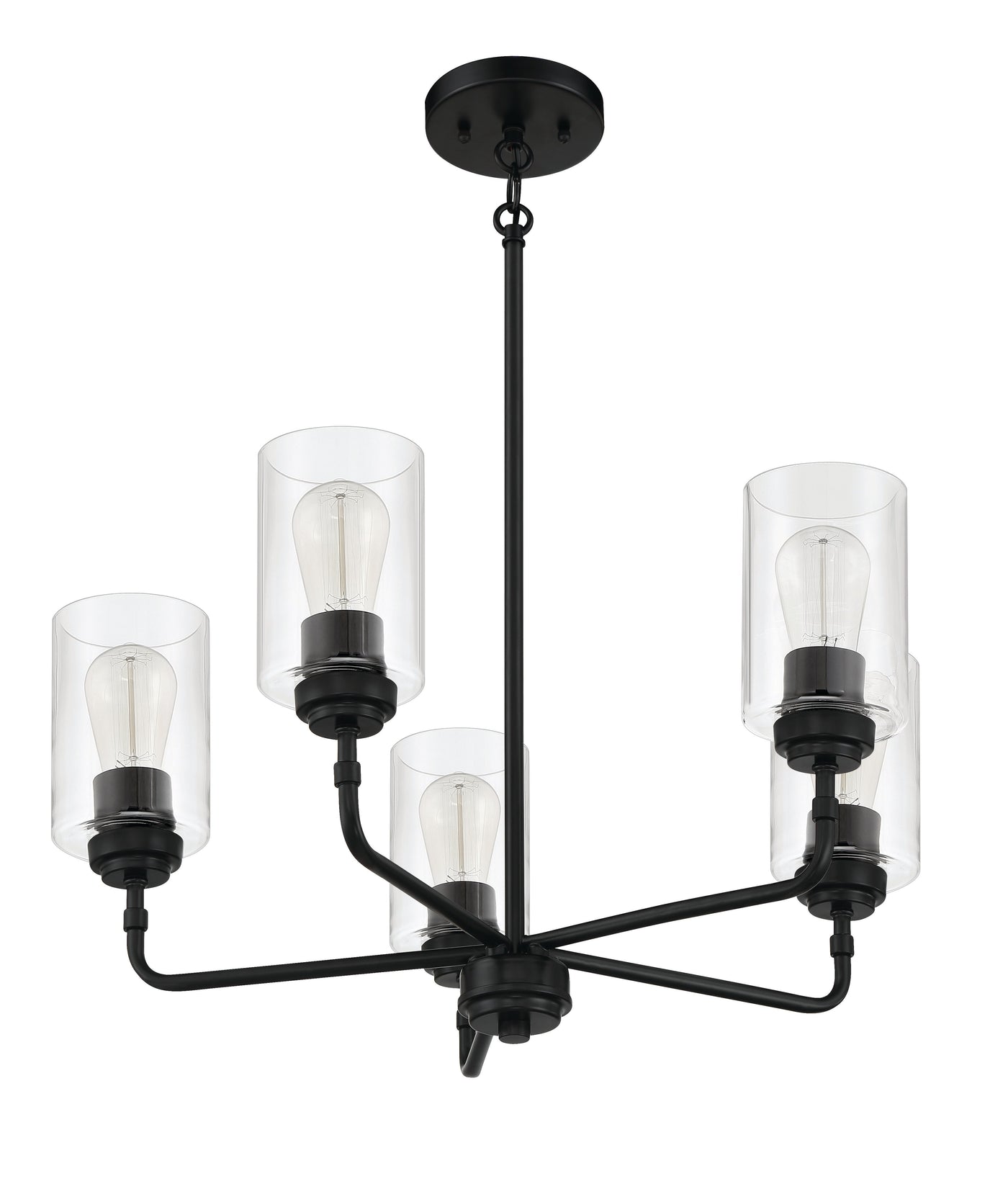 ##Antique Hardware## Stowe 5 Light Chandelier in Flat Black