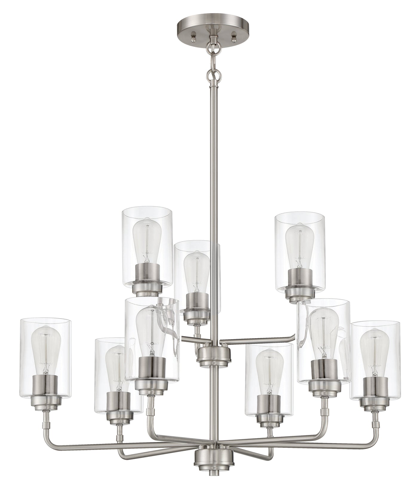 ##Antique Hardware## Stowe 9 Light Chandelier in Brushed Polished Nickel