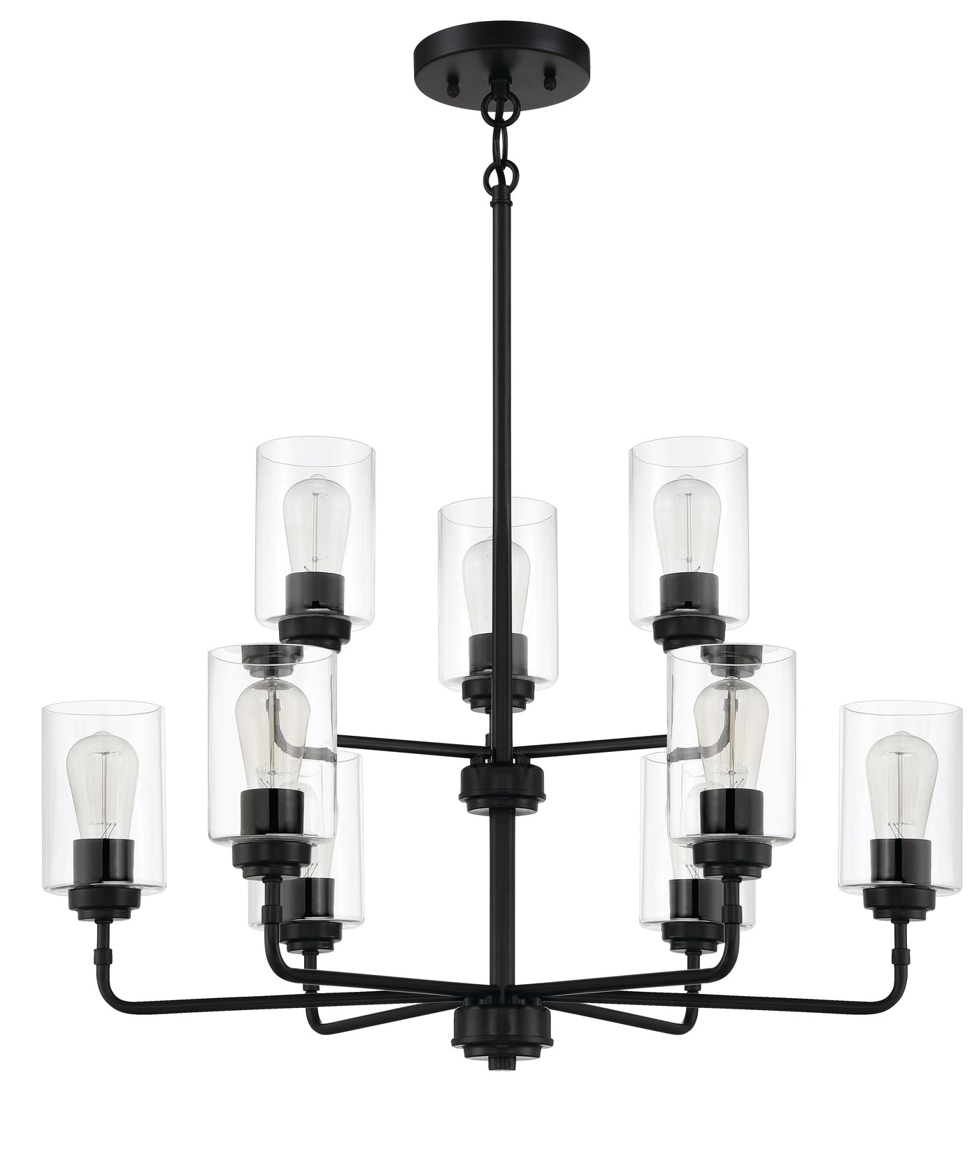 ##Antique Hardware## Stowe 9 Light Chandelier in Flat Black