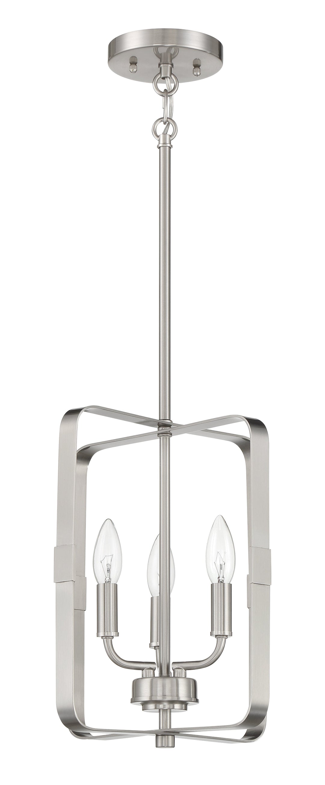 ##Antique Hardware## Stowe 3 Light Foyer in Brushed Polished Nickel