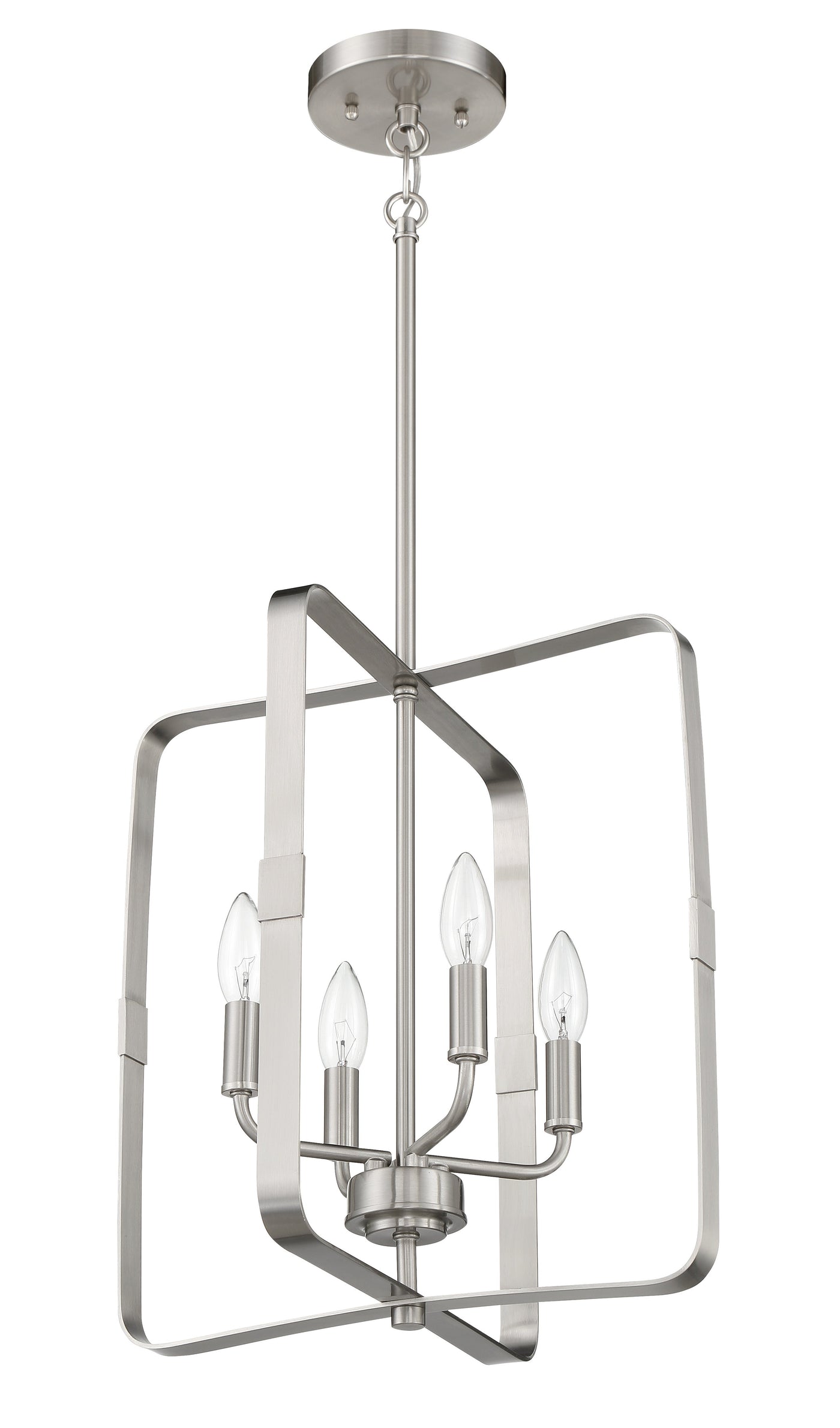 ##Antique Hardware## Stowe 4 Light Foyer in Brushed Polished Nickel