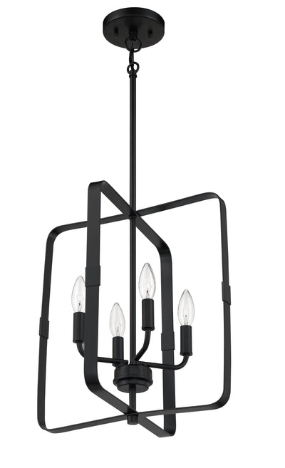 ##Antique Hardware## Stowe 4 Light Foyer in Flat Black