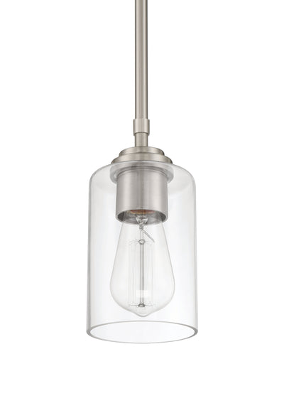 ##Antique Hardware## Stowe 1 Light Mini Pendant in Brushed Polished Nickel