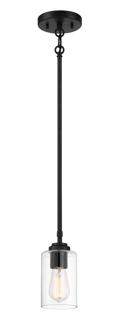 ##Antique Hardware## Stowe 1 Light Mini Pendant in Flat Black