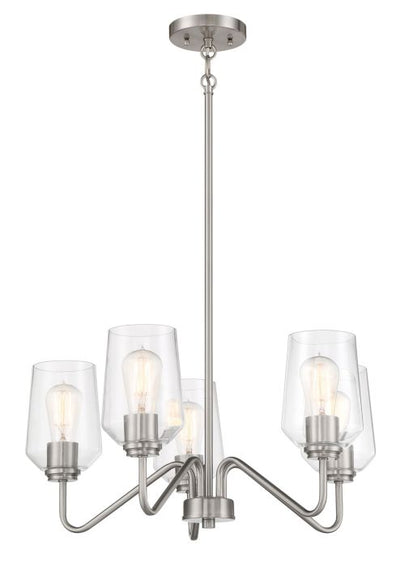 ##Antique Hardware## Shayna 5 Light Chandelier in Brushed Polished Nickel