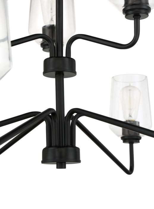 ##Antique Hardware## Shayna 9 Light Chandelier in Flat Black