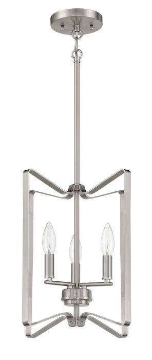 ##Antique Hardware## Shayna 3 Light Foyer in Brushed Polished Nickel