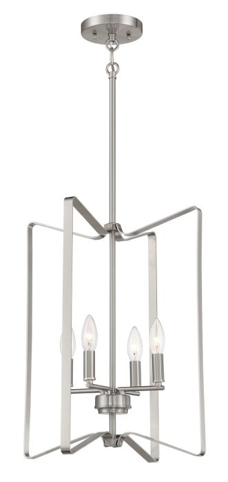 ##Antique Hardware## Shayna 4 Light Foyer in Brushed Polished Nickel