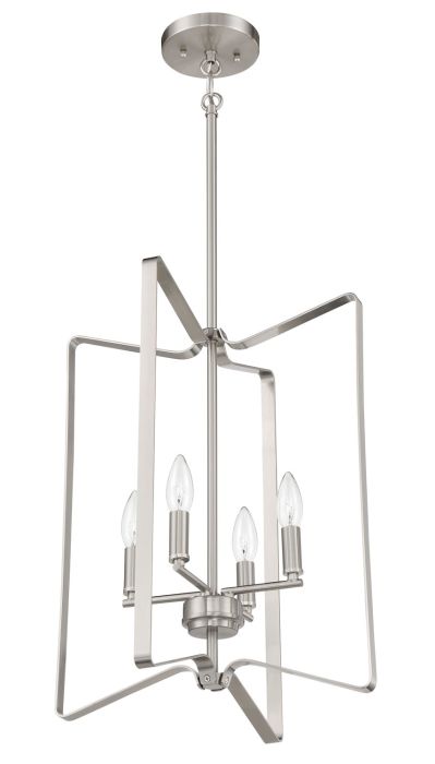 ##Antique Hardware## Shayna 4 Light Foyer in Brushed Polished Nickel