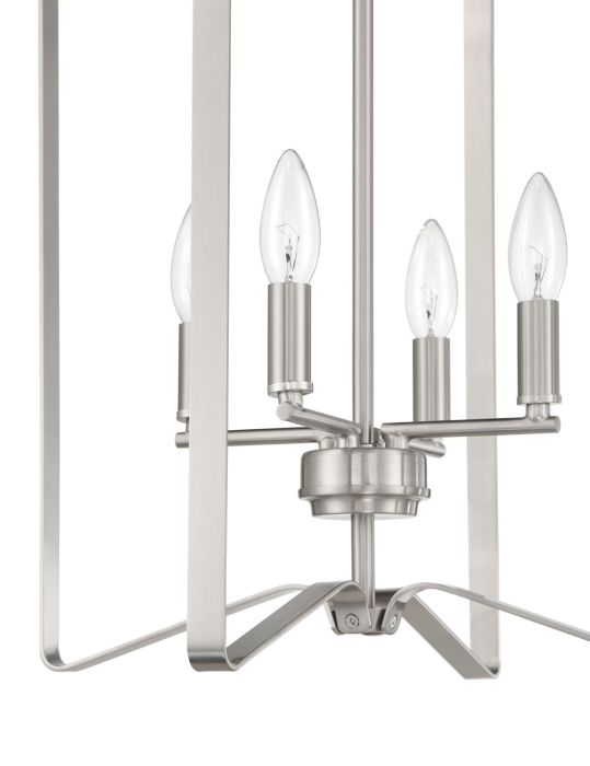 ##Antique Hardware## Shayna 4 Light Foyer in Brushed Polished Nickel