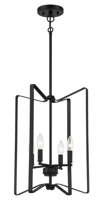 ##Antique Hardware## Shayna 4 Light Foyer in Flat Black