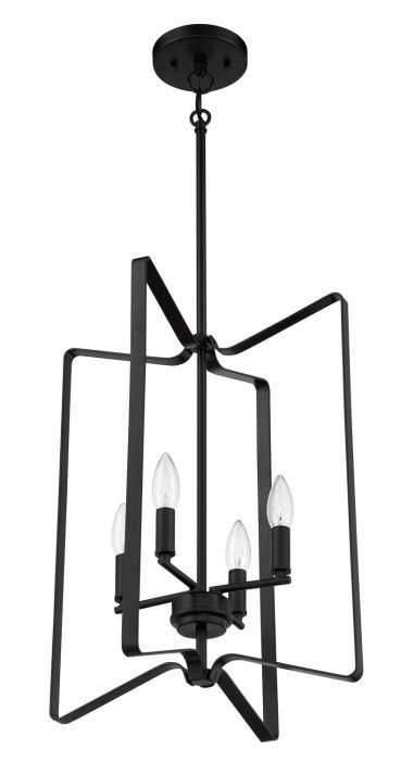 ##Antique Hardware## Shayna 4 Light Foyer in Flat Black