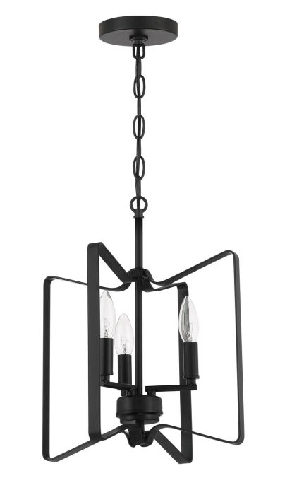 ##Antique Hardware## Shayna 3 Light Convertible Semi Flush in Flat Black