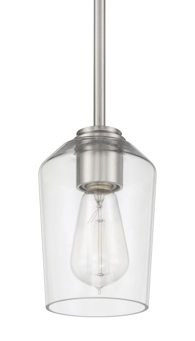 ##Antique Hardware## Shayna 1 Light Mini Pendant in Brushed Polished Nickel