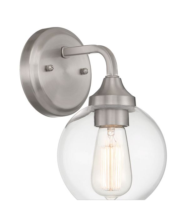 ##Antique Hardware## Glenda 1 Light Wall Sconce in Brushed Polished Nickel