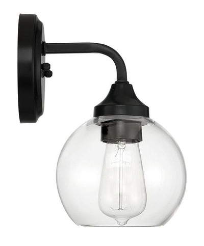 ##Antique Hardware## Glenda 1 Light Wall Sconce in Flat Black