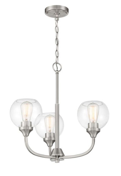 ##Antique Hardware## Glenda 3 Light Chandelier in Brushed Polished Nickel