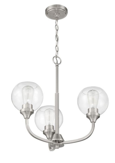 ##Antique Hardware## Glenda 3 Light Chandelier in Brushed Polished Nickel