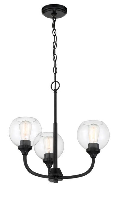 ##Antique Hardware## Glenda 3 Light Chandelier in Flat Black