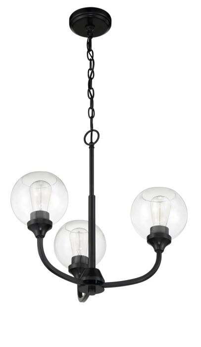 ##Antique Hardware## Glenda 3 Light Chandelier in Flat Black