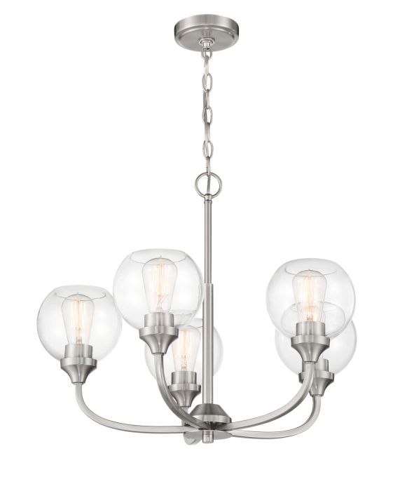 ##Antique Hardware## Glenda 5 Light Chandelier in Brushed Polished Nickel