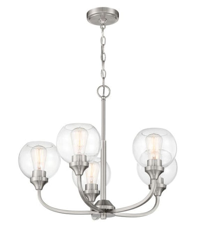 ##Antique Hardware## Glenda 5 Light Chandelier in Brushed Polished Nickel