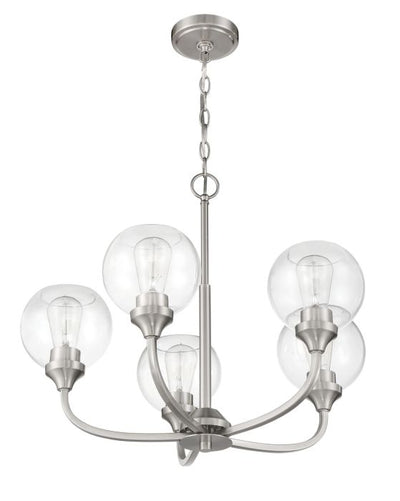 ##Antique Hardware## Glenda 5 Light Chandelier in Brushed Polished Nickel