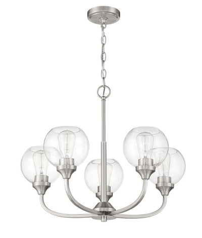 ##Antique Hardware## Glenda 5 Light Chandelier in Brushed Polished Nickel