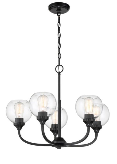 ##Antique Hardware## Glenda 5 Light Chandelier in Flat Black