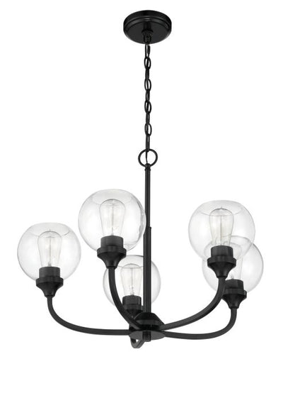 ##Antique Hardware## Glenda 5 Light Chandelier in Flat Black