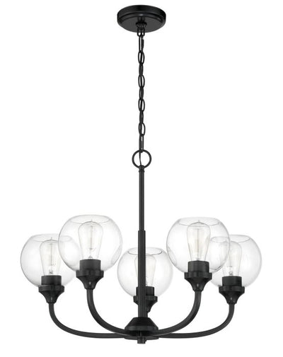 ##Antique Hardware## Glenda 5 Light Chandelier in Flat Black