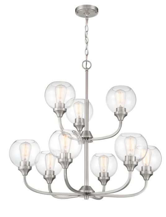 ##Antique Hardware## Glenda 9 Light Chandelier in Brushed Polished Nickel