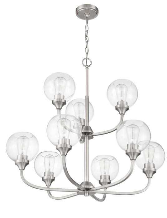 ##Antique Hardware## Glenda 9 Light Chandelier in Brushed Polished Nickel