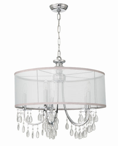 ##Antique Hardware## Hampton 5 Light Drum Shade Polished Chrome Chandelier