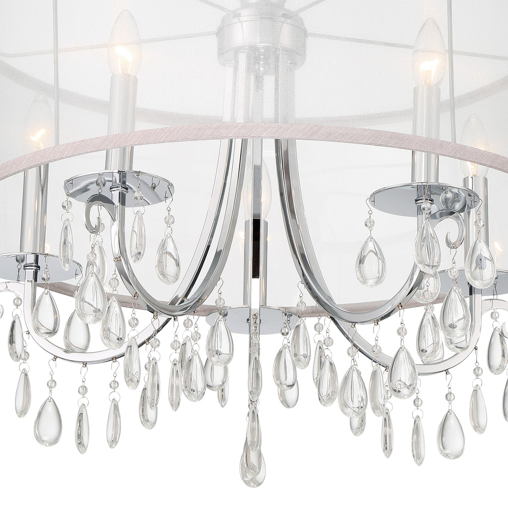 ##Antique Hardware## Hampton 5 Light Drum Shade Polished Chrome Chandelier