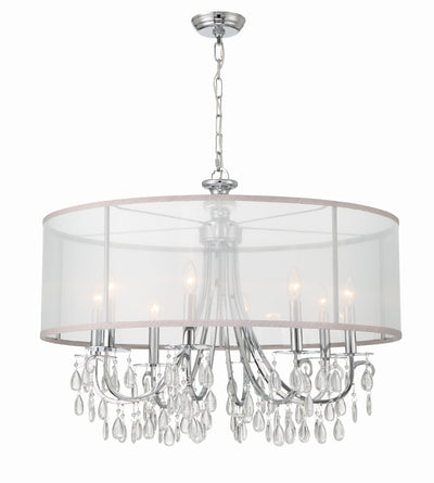 ##Antique Hardware## Hampton 8 Light Drum Shade Polished Chrome Chandelier