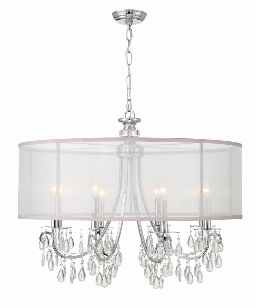 ##Antique Hardware## Hampton 8 Light Drum Shade Polished Chrome Chandelier