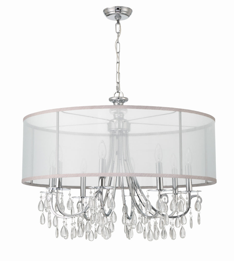 ##Antique Hardware## Hampton 8 Light Drum Shade Polished Chrome Chandelier