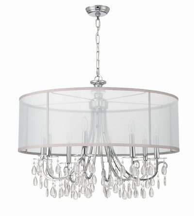 ##Antique Hardware## Hampton 8 Light Drum Shade Polished Chrome Chandelier