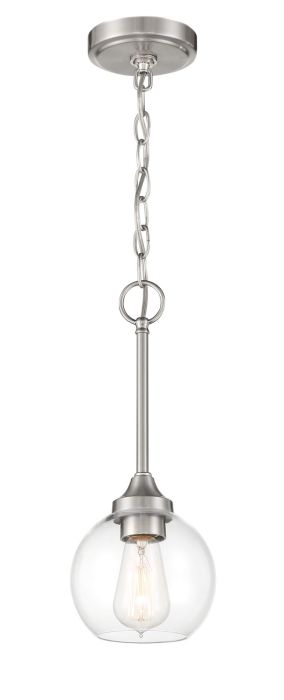 ##Antique Hardware## Glenda 1 Light Mini Pendant in Brushed Polished Nickel