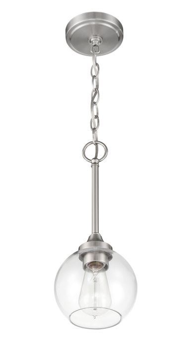 ##Antique Hardware## Glenda 1 Light Mini Pendant in Brushed Polished Nickel