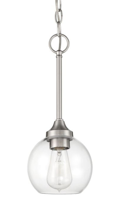 ##Antique Hardware## Glenda 1 Light Mini Pendant in Brushed Polished Nickel