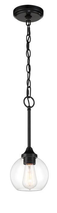 ##Antique Hardware## Glenda 1 Light Mini Pendant in Flat Black