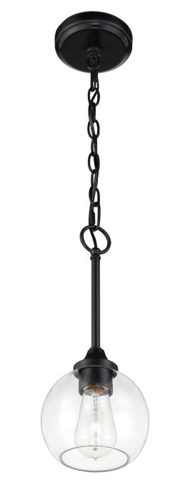 ##Antique Hardware## Glenda 1 Light Mini Pendant in Flat Black