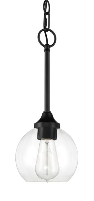 ##Antique Hardware## Glenda 1 Light Mini Pendant in Flat Black