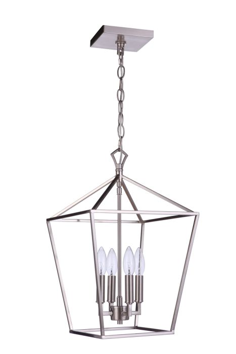 ##Antique Hardware## Flynt II 4 Light 12" Foyer in Brushed Polished Nickel